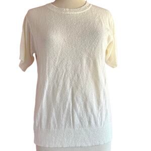 Womens Top Size Large White Sweater Tee Casual Elegance Summer Boating Vacation